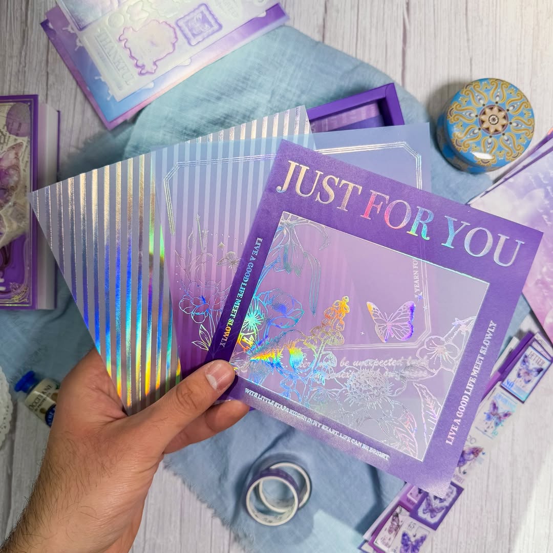 💜✨ صندوق الجورنال الشامل ✨💜  نسخة الفراشات البنفسجية 💜☂️
