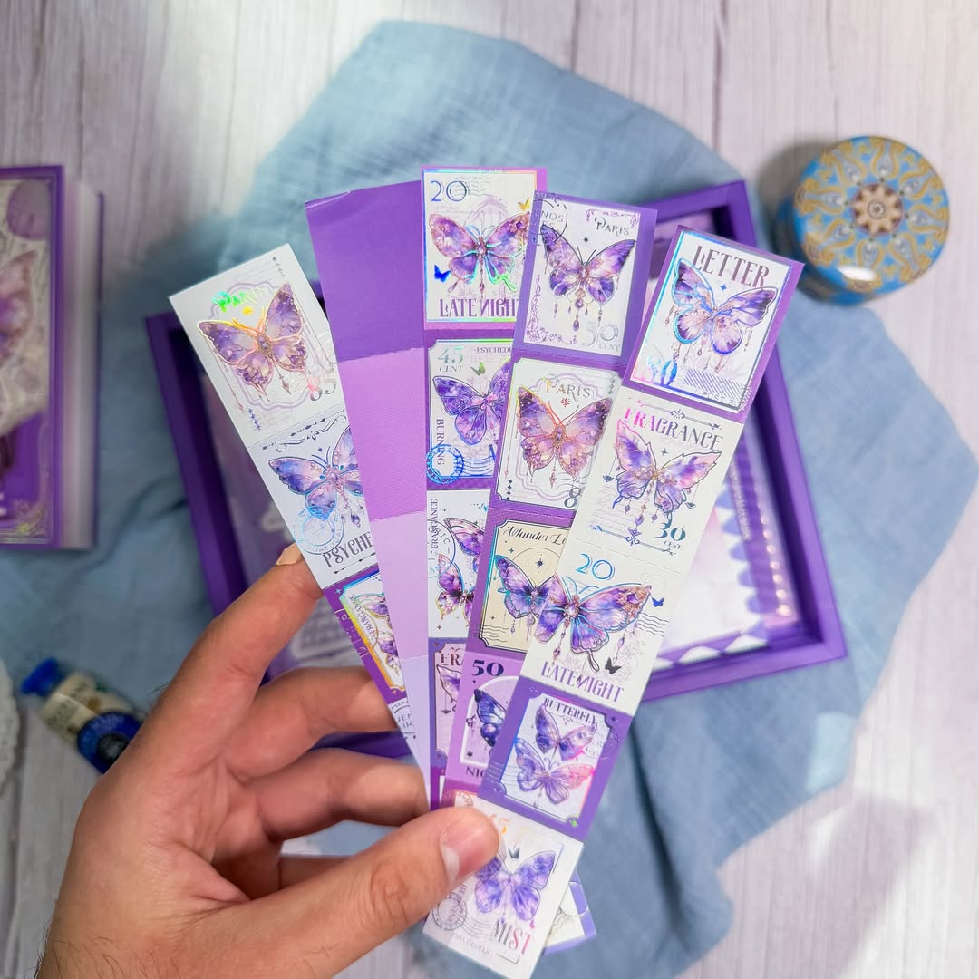 💜✨ صندوق الجورنال الشامل ✨💜  نسخة الفراشات البنفسجية 💜☂️