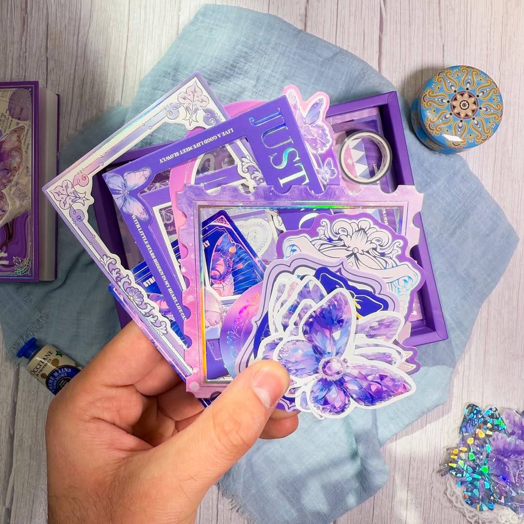 💜✨ صندوق الجورنال الشامل ✨💜  نسخة الفراشات البنفسجية 💜☂️