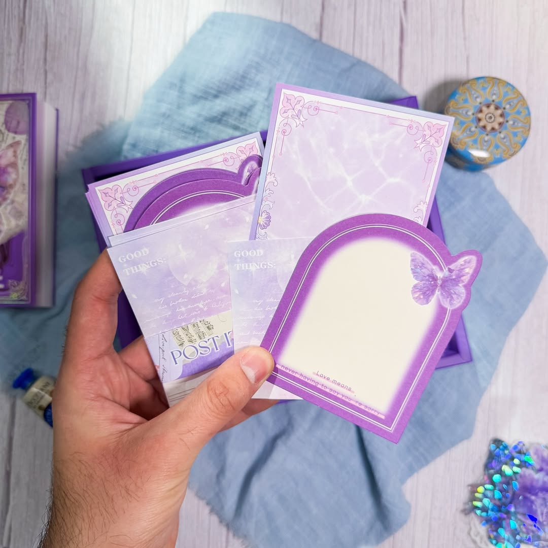 💜✨ صندوق الجورنال الشامل ✨💜  نسخة الفراشات البنفسجية 💜☂️