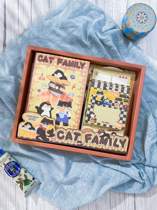 ⁨ ⁨ ✨🧡 صندوق الجورنال الشامل 🧡✨ نسخة عائلة القطط 🐈🐧